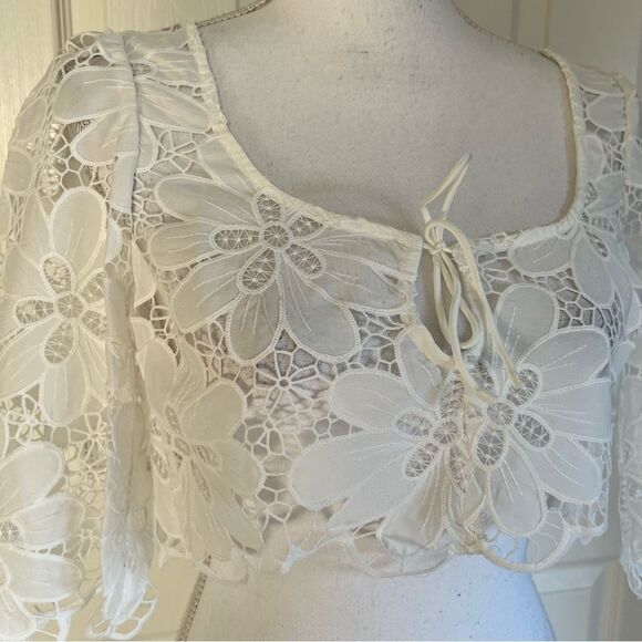 For Love & Lemons Malika Crop Top in White XS NEW MSRP $153 - Picture 6 of 11